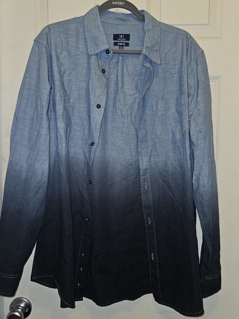 George Men's Ombre Light Blue Button-Up Shirt